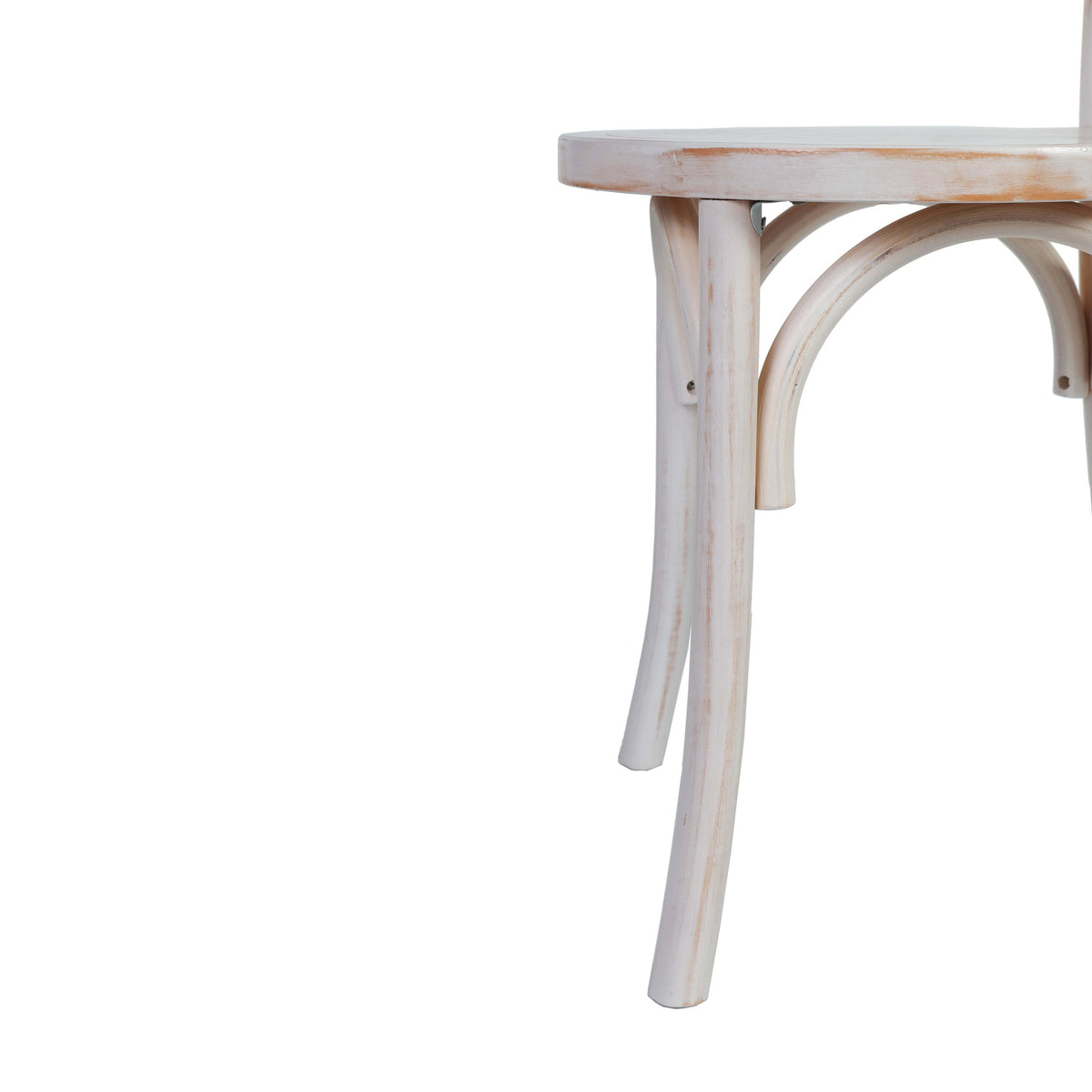 White Wash |#| Thonet Solid Wood Stackable Dining Chair with Fixed Floor Glides in White Wash
