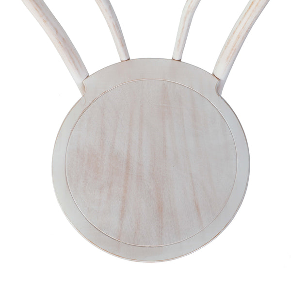 White Wash |#| Thonet Solid Wood Stackable Dining Chair with Fixed Floor Glides in White Wash