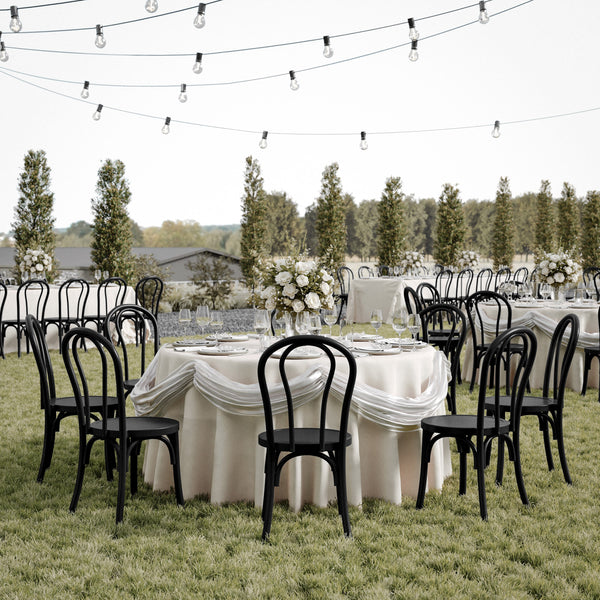 Black |#| Thonet Solid Wood Stackable Dining Chair with Fixed Floor Glides in Black