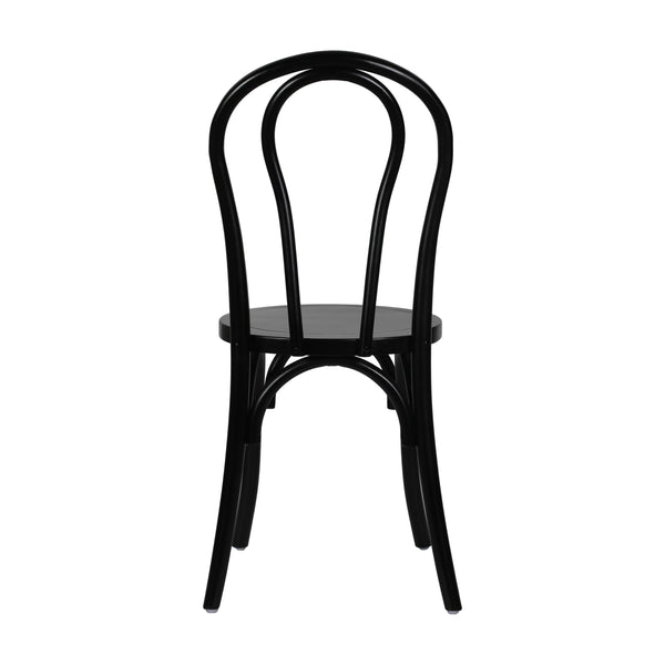 Black |#| Thonet Solid Wood Stackable Dining Chair with Fixed Floor Glides in Black