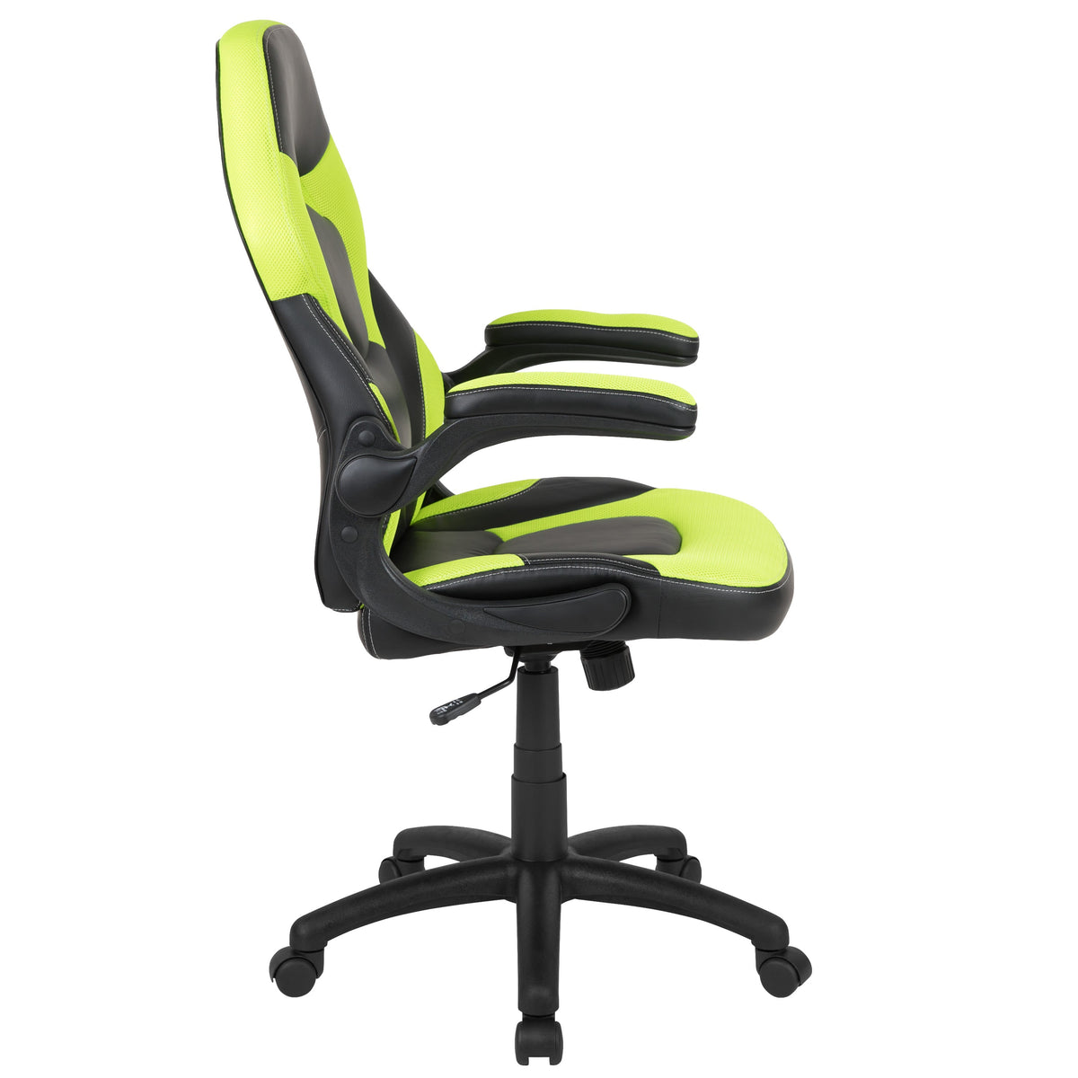Neon Green |#| Ergonomic Neon Green and Black Computer Gaming Chair with Padded Flip-Up Arms