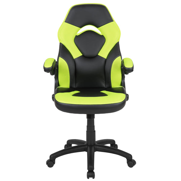 Neon Green |#| Ergonomic Neon Green and Black Computer Gaming Chair with Padded Flip-Up Arms