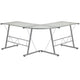 Clear Top/Silver Frame |#| L-Shaped Corner Gaming Desk with Clear Tempered Glass Top & Silver Steel Frame