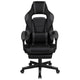 Black with Gray Trim |#| Fully Reclining Gaming Chair with Slideout Footrest, Lumbar Massage-Black/Gray
