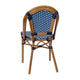 Navy & White/Natural Frame |#| All-Weather Commercial Paris Chair with Bamboo Print Aluminum Frame-Navy/White