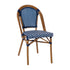 Bordeaux Indoor/Outdoor Commercial French Bistro Stacking Chair, PE Rattan Back and Seat, Bamboo Print Aluminum Frame