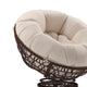 Beige Cushion/Brown Frame |#| Brown Swivel Patio Papasan Lounge Chair with Beige Cushion - Accent Chair