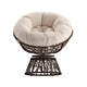 Beige Cushion/Brown Frame |#| Brown Swivel Patio Papasan Lounge Chair with Beige Cushion - Accent Chair