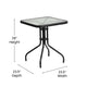 Black |#| 3 Piece Patio Dining Set - 23.5inch Square Glass Table, 2 Black Flex Stack Chairs