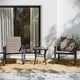 Brown |#| 3 Piece All-Weather Rocking Chairs and Glass Top Table Bistro Set - Brown/Black