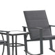 Black |#| 3 Piece All-Weather Rocking Chairs and Glass Top Table Bistro Set - Black/Black