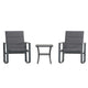 Black |#| 3 Piece All-Weather Rocking Chairs and Glass Top Table Bistro Set - Black/Black