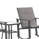 Gray |#| 3 Piece All-Weather Rocking Chairs and Glass Top Table Bistro Set - Gray/Black