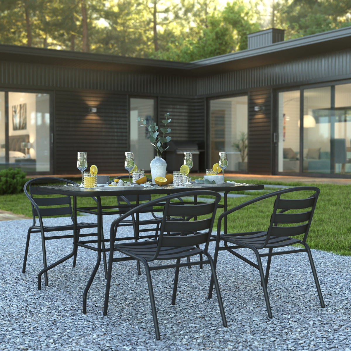 Outdoor Chair Less Patio Set TLH-089REC-017C4- – Restaurant Furniture 4 Less