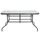 5 Piece Patio Dining Set - 55inch Glass Patio Table, 4 Black Aluminum Stack Chairs