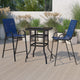 Navy |#| 3 Piece Outdoor Bar Height Set-Glass Patio Bar Table-Navy All-Weather Barstools