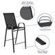 Black |#| 3 Piece Outdoor Bar Height Set-Glass Patio Bar Table-Black All-Weather Barstools