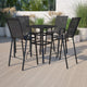 Black |#| 5 Piece Outdoor Bar Height Set-Glass Patio Bar Table-Black All-Weather Barstools