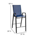 Navy |#| 5 Piece Outdoor Bar Height Set-Glass Patio Bar Table-Navy All-Weather Barstools