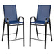 Navy |#| 5 Piece Outdoor Bar Height Set-Glass Patio Bar Table-Navy All-Weather Barstools
