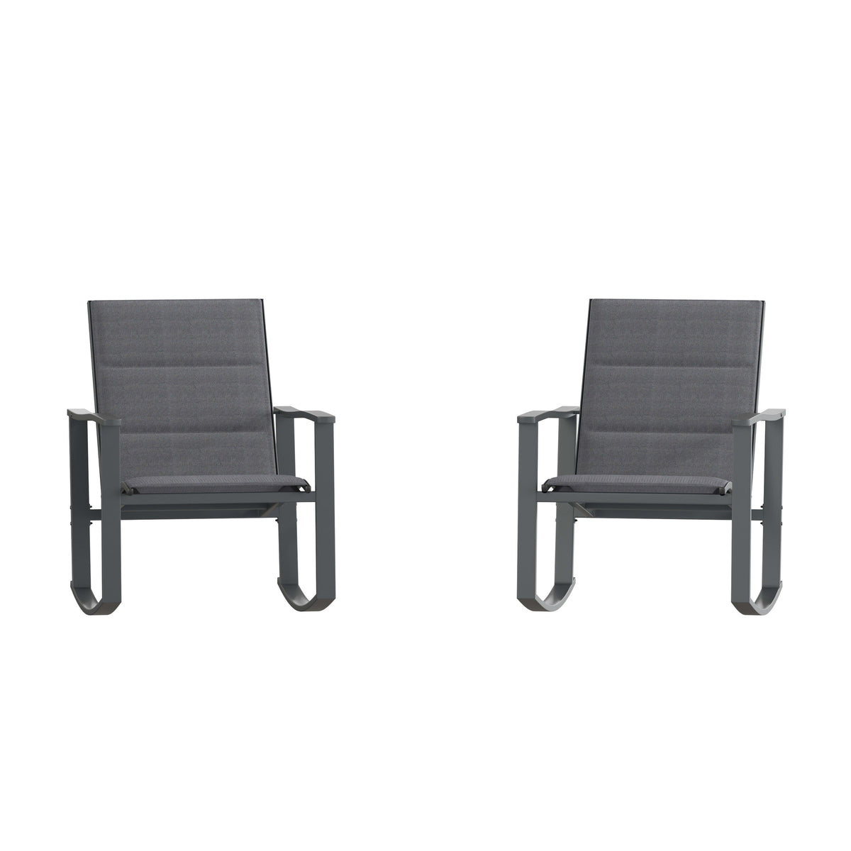 Black |#| Set of 2 All Weather Flex Comfort Rocking Chairs with Metal Frames-Black/Black