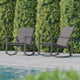 Gray |#| Set of 2 All Weather Flex Comfort Rocking Chairs with Metal Frames-Gray/Black
