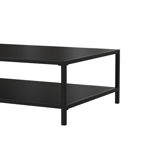 All-Weather Black Commercial Grade Indoor/Outdoor Metal 2 Tier Coffee Table