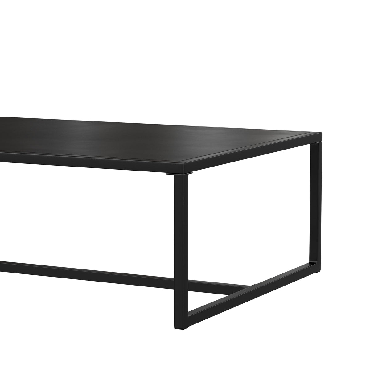 All-Weather Commercial Grade Indoor/Outdoor Steel Patio Coffee Table in Black