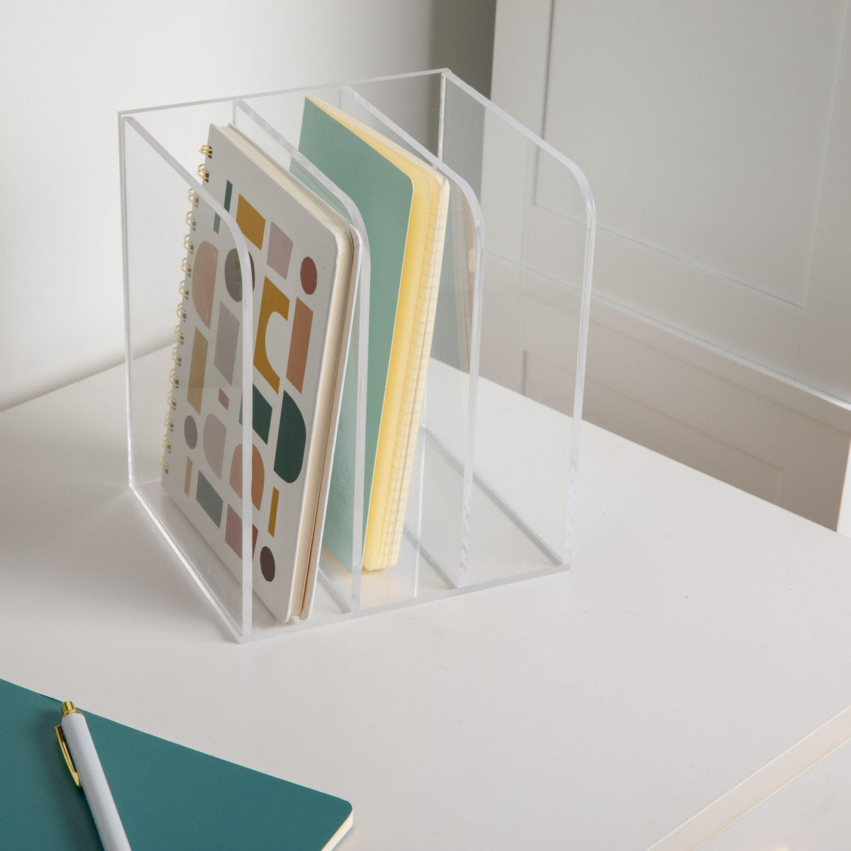 Premium Acrylic 3 Section Desktop File Holder with Anti-Slip Feet - Clear