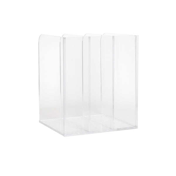 Premium Acrylic 3 Section Desktop File Holder with Anti-Slip Feet - Clear