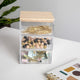 Clear/Light Natural |#| Premium Clear Plastic Storage Bins with Lt Natural Paulownia Wood Lid-3.75"x3"