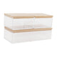 Clear/Light Natural |#| Premium Clear Plastic Storage Bins - Lt Natural Paulownia Wood Lids-2-SM/1-MED