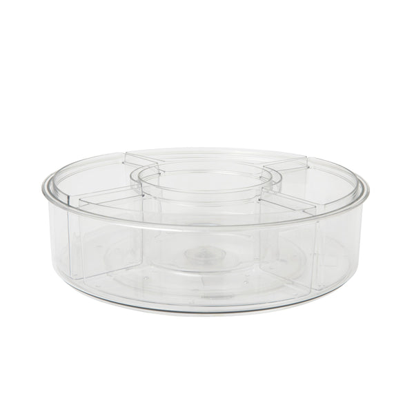 12" Lazy Susan Plastic Desktop Turntable with 5 Removable Storage Bins - Clear