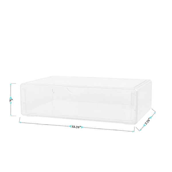 Desktop Organization Box with Half Moon Opening Pullout Drawer - Clear Plastic