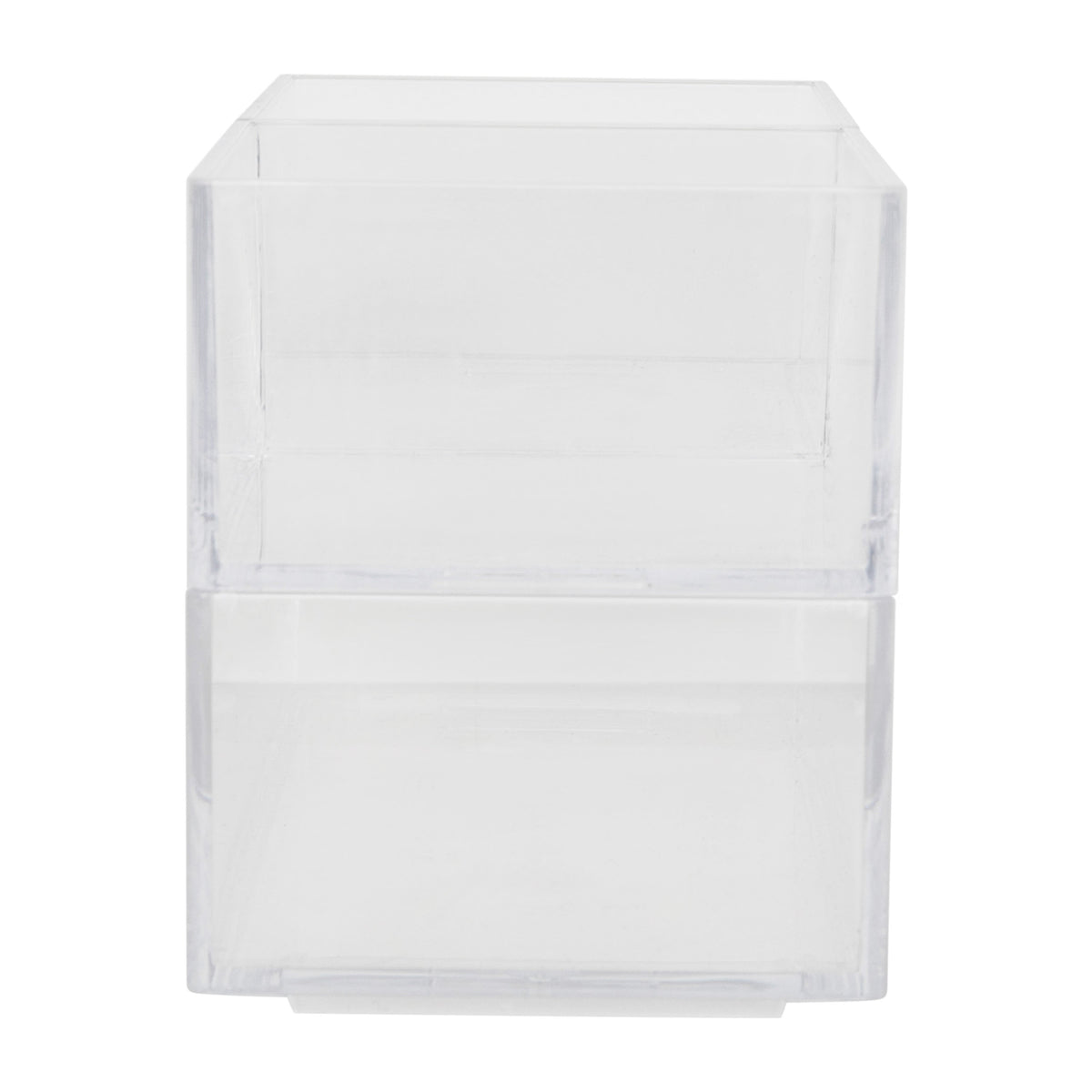 Set of 3 Clear Plastic Stackable Desktop Storage Organizer Trays - 2-S & 1-M