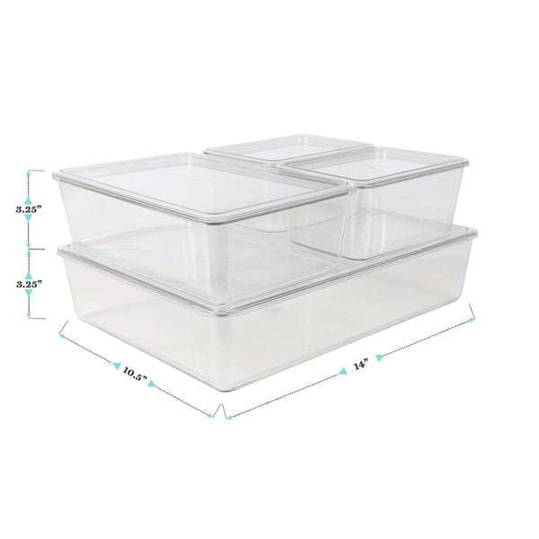 Premium Clear Plastic Storage Bins with Lids-2-SM/1-MED/1-LG