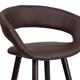 Brown |#| 24inch High Cappuccino Wood Rounded Open Back Counter Height Stool in Brown Vinyl