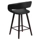 Black |#| 24inch High Cappuccino Wood Rounded Open Back Counter Height Stool in Black Vinyl