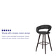 Black |#| 29inch High Contemporary Cappuccino Wood Rounded Open Back Barstool in Black Vinyl
