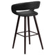 Black |#| 29inch High Contemporary Cappuccino Wood Rounded Open Back Barstool in Black Vinyl