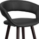 Black |#| 29inch High Contemporary Cappuccino Wood Rounded Open Back Barstool in Black Vinyl