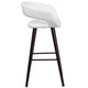 White |#| 29inch High Contemporary Cappuccino Wood Rounded Open Back Barstool in White Vinyl