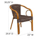 Dark Brown Rattan/Red Bamboo-Aluminum Frame |#| Dark Brown Rattan Restaurant Patio Chair with Red Bamboo-Aluminum Frame