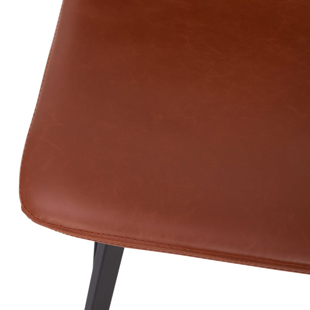 Cognac LeatherSoft |#| Set of 2 Commercial Armless Metal Counter Stools - Cognac LeatherSoft