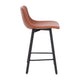 Cognac LeatherSoft |#| Set of 2 Commercial Armless Metal Counter Stools - Cognac LeatherSoft