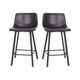 Black LeatherSoft |#| Set of 2 Commercial Armless Metal Counter Stools - Black LeatherSoft