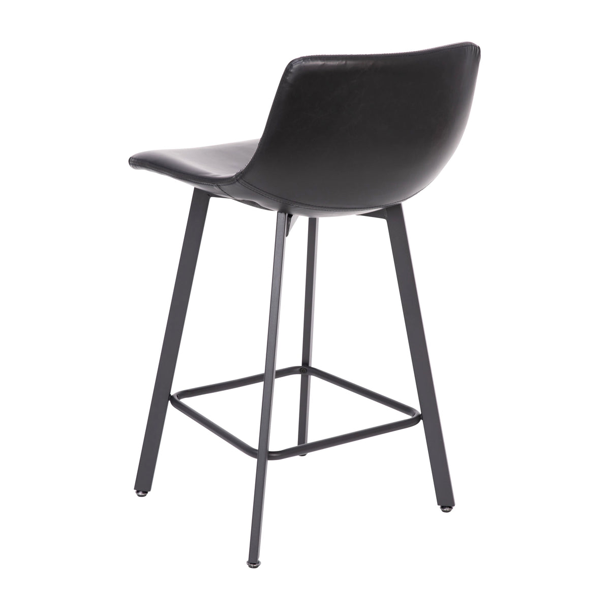 Black LeatherSoft |#| Set of 2 Commercial Armless Metal Counter Stools - Black LeatherSoft