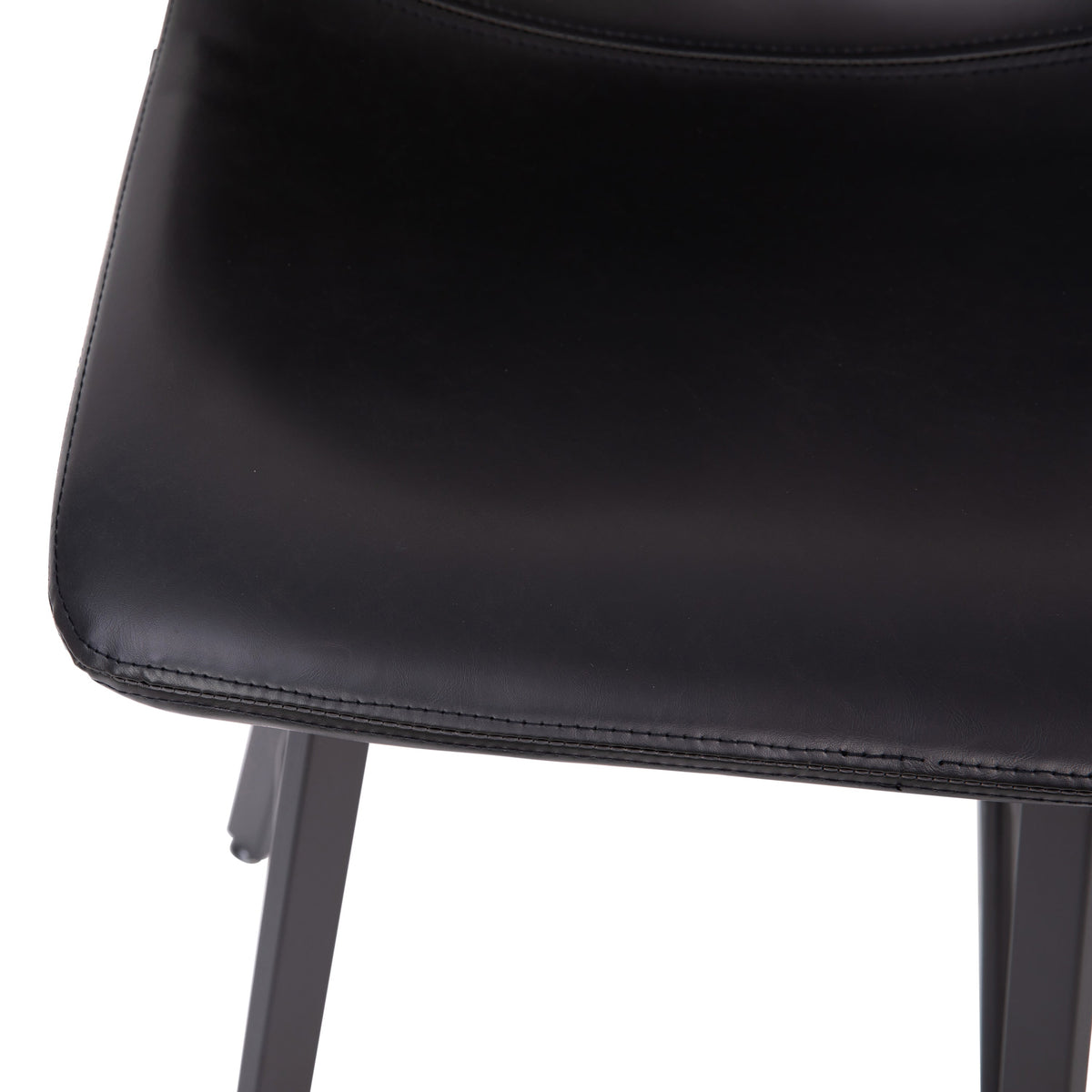 Black LeatherSoft |#| Set of 2 Commercial Armless Metal Counter Stools - Black LeatherSoft