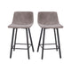 Gray LeatherSoft |#| Set of 2 Commercial Armless Metal Counter Stools - Gray LeatherSoft