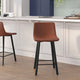 Cognac LeatherSoft |#| Set of 2 Commercial Armless Metal Counter Stools - Cognac LeatherSoft